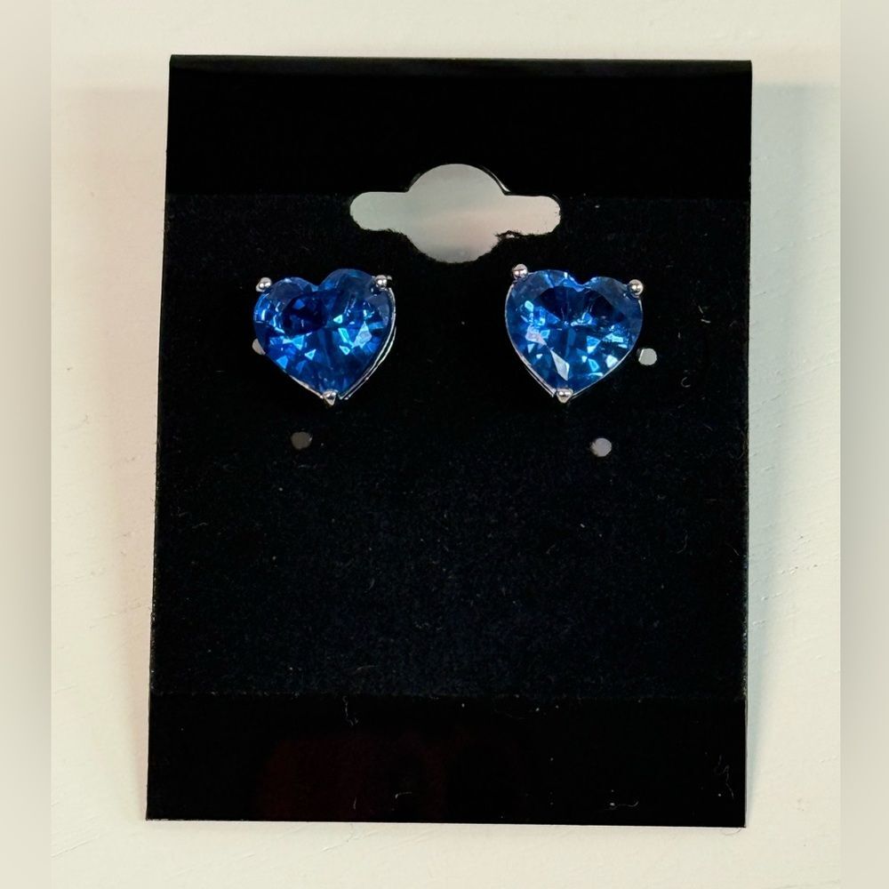 Kate Spade Blue “My Love” Heart Stud Earrings - Picture 5 of 5